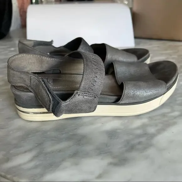 Eileen Fisher Gray Leather Somer Sandals - Picture 9 of 10